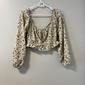 Ardene Beige Floral Blouse Medium